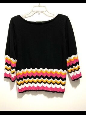 Nicaya Women’s Black 3/4 Sleeve Lace Crochet Embroidered Top
